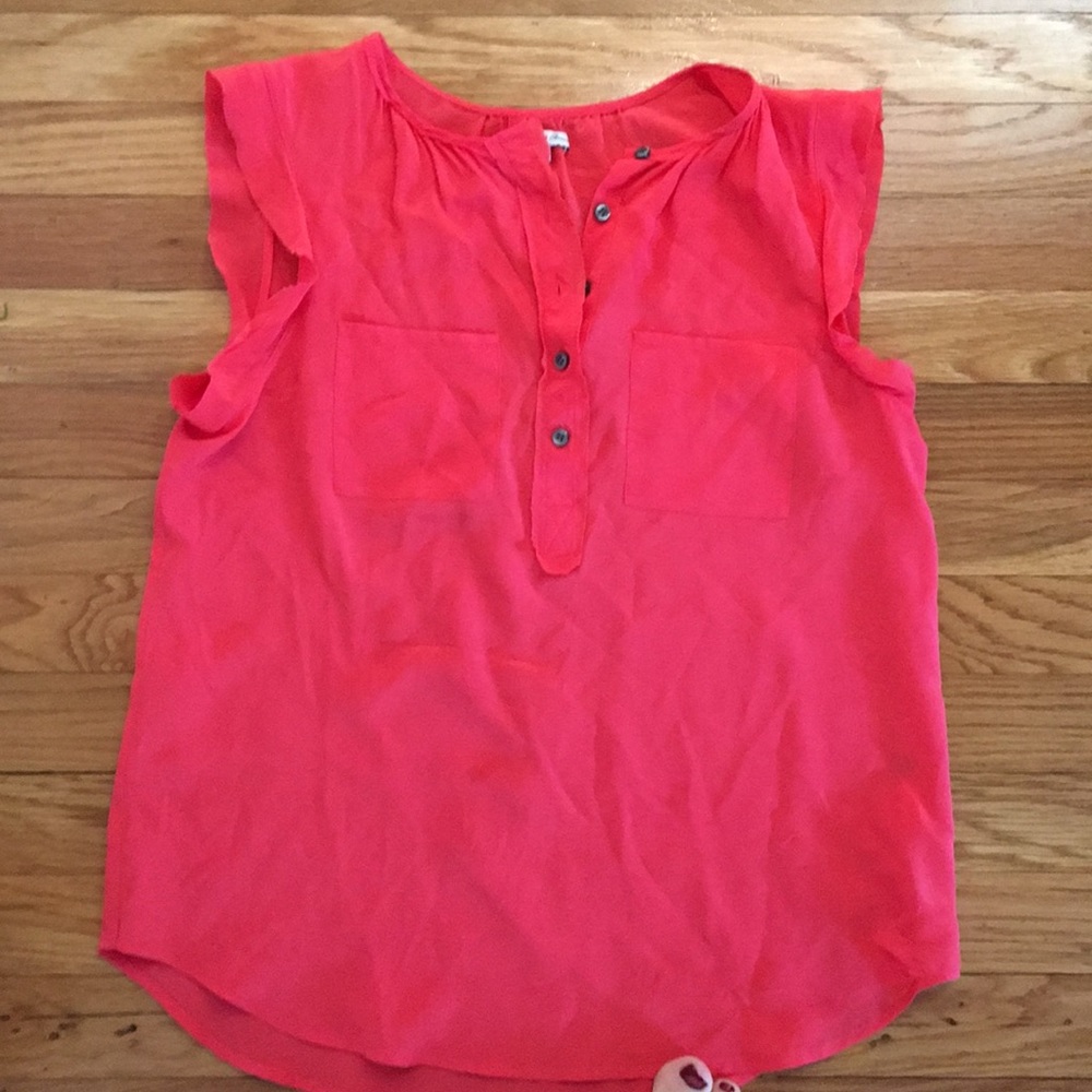 Madewell orange short sleeved blouse
